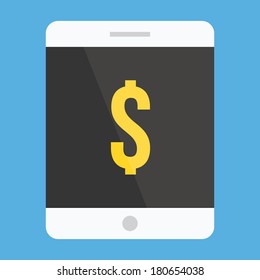 Vector Tablet and Dollar Sign Icon