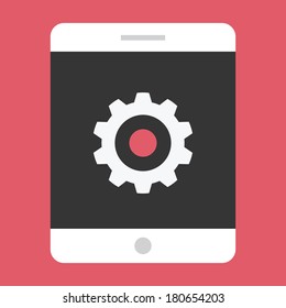 Vector Tablet And Gear Icon Settings Or Mobile Development Concept