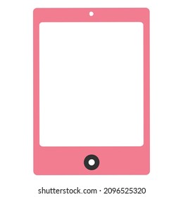 Vector Tablet Icon. Vector illustration of flat pink on a white background. EPS 10