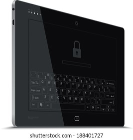 Vector Tablet Left Side View Vertical - Vector illustration of a tablet in high detail. File type: vector EPS AI8 compatible. 