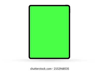 Vector tablet mockup with croma key green screen isolated on white background