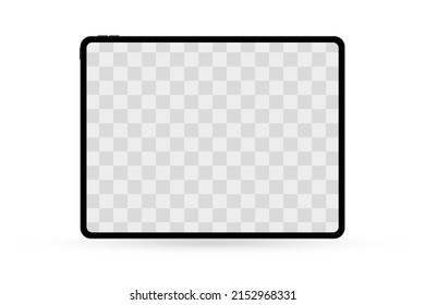 Vector tablet mockup with transparent screen isolated on white background