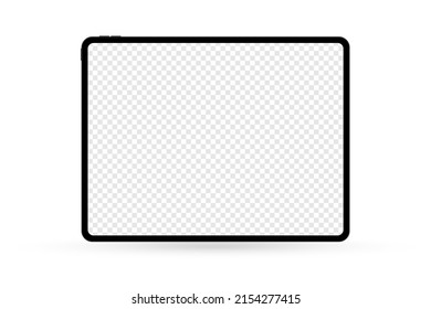 Vector tablet mockup with transparent screen isolated on white background