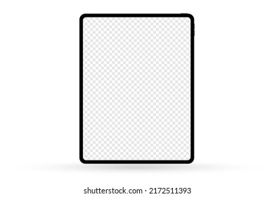 Vector tablet mockup with transparent screen isolated on white background. Stock royalty free vector illustration