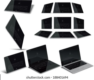 Vector Tablet Multiple Views - Vector illustration of a tablet in high detail from multiple angles. File type: vector EPS AI8 compatible 