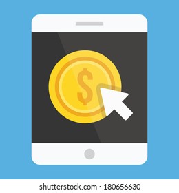 Vector Tablet Pay per Click Icon