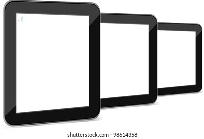 Vector tablet pc with empty white screen and black frame