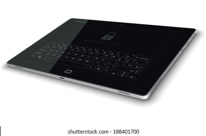 Vector Tablet Right Side View Horizontal Surface - Vector illustration of a tablet in high detail. File type: vector EPS AI8 compatible.  
