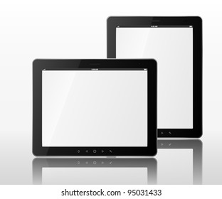 Vector tablets pc with empty white screen and black frame. Object isolated of background. EPS10 illustration