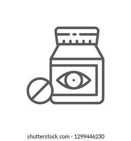 Vector tablets, vitamins, medicine for vision line icon. Symbol and sign illustration design. Isolated on white background