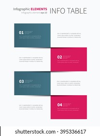 vector tabular graphic for business summary, report / infographic table 4 options 