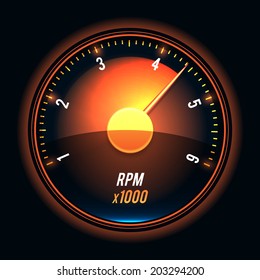 Vector tachometer. glossy style modern unusual illustration.