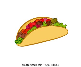 Vector Taco Colorful Illustration isolated on White Background.