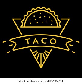 Vector Taco Icon with Linear Style