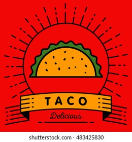 Vector Taco Icon with Linear Style
