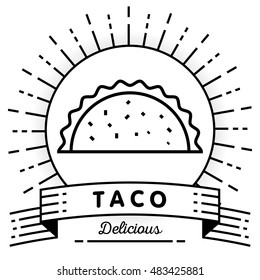 Vector Taco Icon with Linear Style