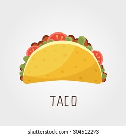 Vector Taco. Isolated Mexican Food 