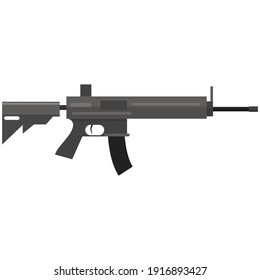 taktische Angriffsgewehr des Vektors. Halbautomatische Armee AP4 einzeln auf weißem Hintergrund. Kraftvolle tödliche Waffe für spezielle Brandwaffe