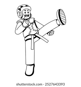 Vector Taekwondo Fighter Cartoon Illustration Isolated