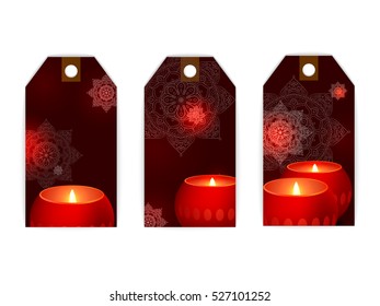 vector tag candles flame light dark warm glow label card