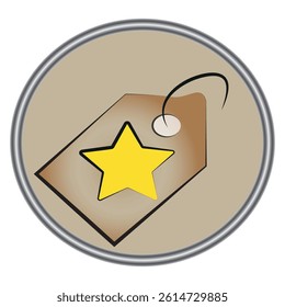Vector Tag Icon with Star Symbol Isolated in Circle