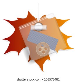 Vector tag label , autumn leaf.