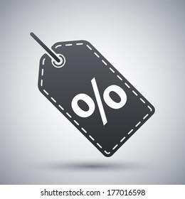 Vector tag or label with percent icon