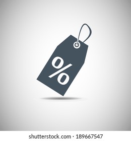 Vector tag or label with percent icon