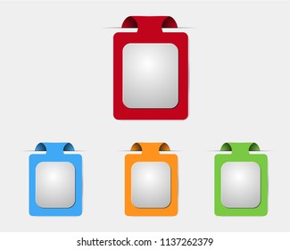 Vector tag label set. Transparent shadow easy replace background and edit colors.