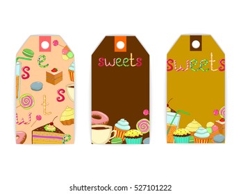 vector tag label sweets food chocolate cake coffee shop cafe bakery banner birthday recipe