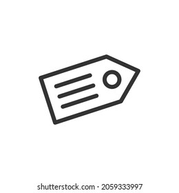 Icono de la línea de etiqueta del vector. Símbolo con estilo de contorno de moda. Ilustración vectorial aislada en un fondo blanco.