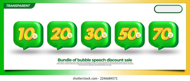 vector tag sale discount 10%.20%,30%,50%,70% price flashsale, special offer, green yellow colors