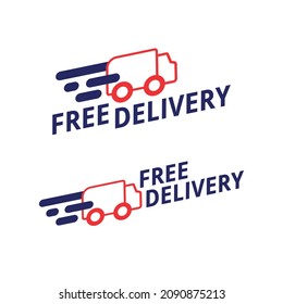 “Free Delivery” vector tag set. Illustrations of “FREE DELIVERY” tag. Isolated elements on white background. Editable colors.