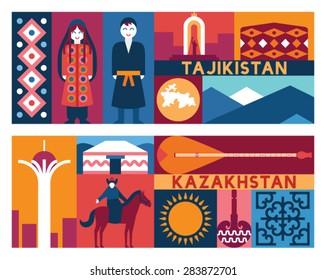 Vector Tagikistan/Kazakhstan background