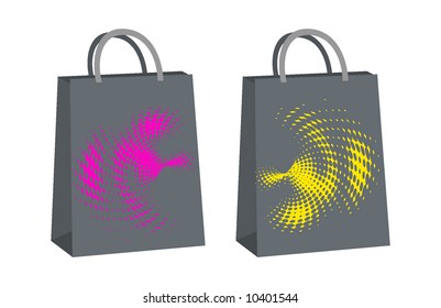 vector tags and bags with halftones