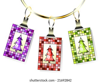 Vector tags with christmas trees