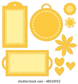Vector tags, flowers and hearts collection