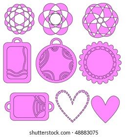 Vector tags, hearts and ornaments