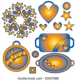 Vector tags, hearts and stars