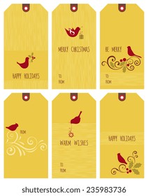 Vector tags with holiday birds.