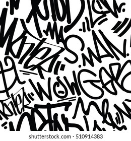 Etiquetas vectoriales sin fisuras. Graffiti de moda textura de dibujo a mano, arte callejero estilo retro