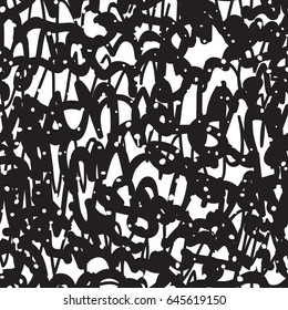 Vector tags seamless pattern. Fashion graffiti hand drawing texture, street art retro style vintage design for t-shirt skateboard textile wrapping paper in black white