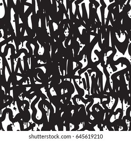 Vector tags seamless pattern. Fashion graffiti hand drawing texture, street art retro style vintage design for t-shirt skateboard textile wrapping paper in black white