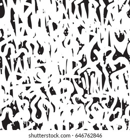 Vector tags seamless pattern. Fashion black and white graffiti hand drawing design texture in hip hop street art style for t-shirt skateboard textile