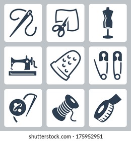 Vector tailor and sewing icons set