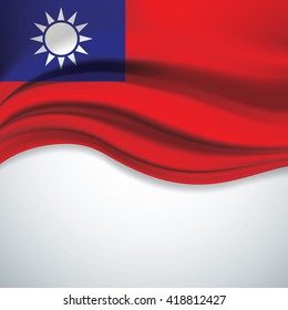 Vector Taiwan flag blowing in the wind on white background