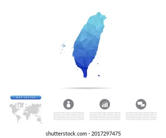 Vector Taiwan map blue polygon triangle mosaic for presentation. Creative concept for infographic.