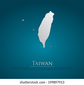 vector Taiwan Map card paper on blue background, high detailed