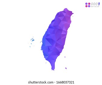 Vektorillustration Taiwan Karte bunter Polygondreieck Mosaik mit weißem Hintergrund. Farbverlauf.