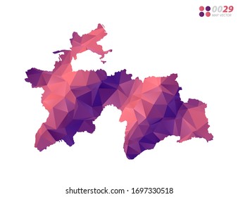 Vector of Tajikistan map colorful polygon red triangle mosaic with white background. style gradient.